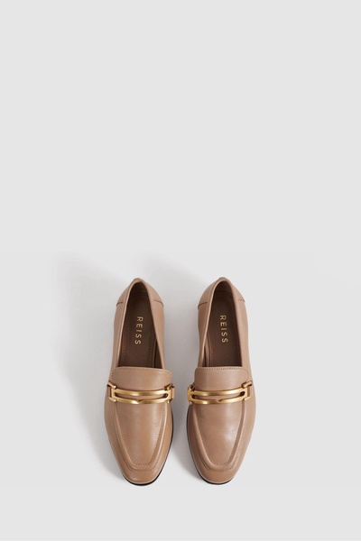 Leather Rounded Loafers in Nude