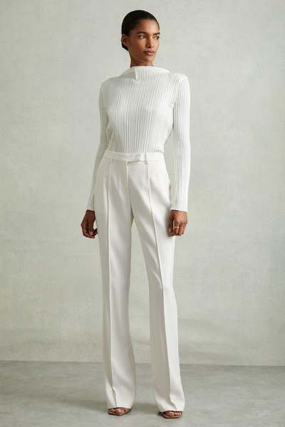 Flared Suit Trousers in Cream