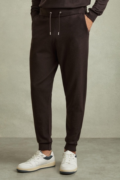 Merino Wool Blend Drawstring Joggers in Coco Brown