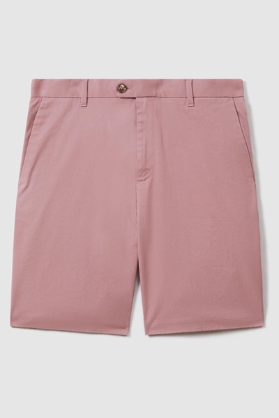 Modern Fit Cotton Blend Chino Shorts in Dusty Pink