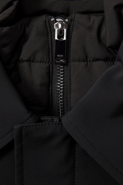 Hybrid Removable Funnel Neck Overcoat in Black