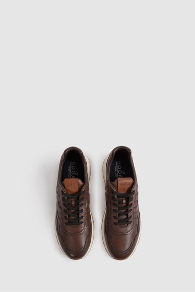 Hogan Leather Chunky Trainers in Brown