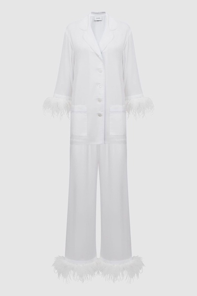 Sleeper Detachable Feather Pyjama Set in White