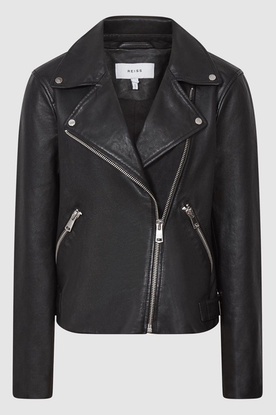 Leather Biker Jacket in Black