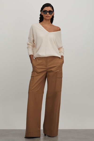 CRUSH Collection Cashmere Cropped Reversible Jumper in Milk