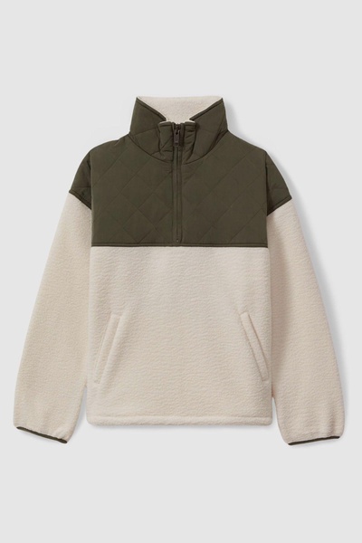 The Upside Fleece Quilted Sweatshirt in Neutral/Green