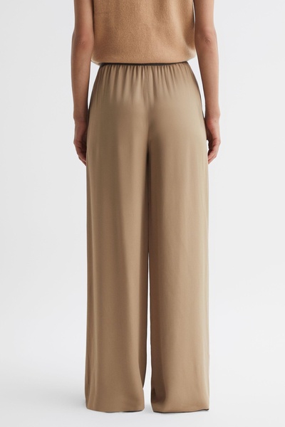 Wide Leg Elasticated Trousers in Camel