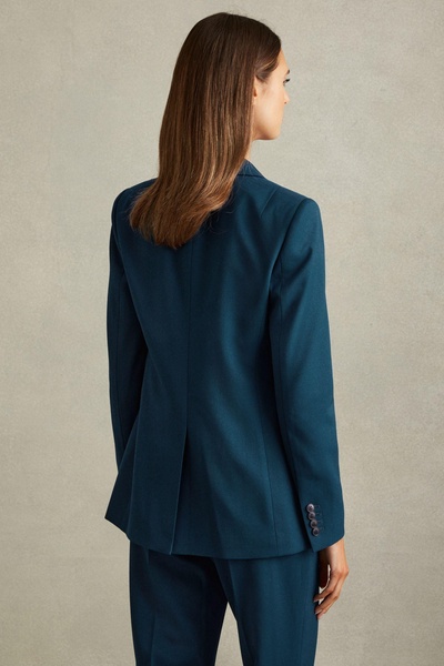 Petite Tailored Single Breasted Suit Blazer in Teal