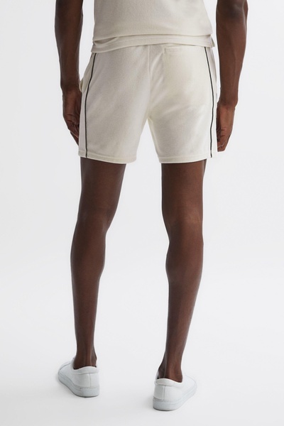 Towelling Drawstring Shorts in Ecru