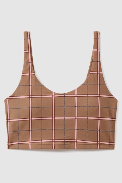 The Upside Check Sports Bra in Brown Check