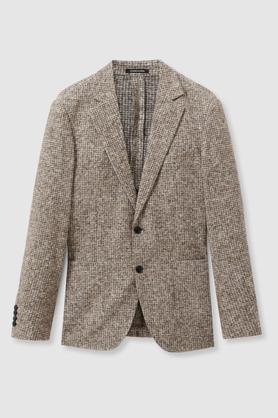 Tweed Single-Breasted Blazer with Wool in Oatmeal