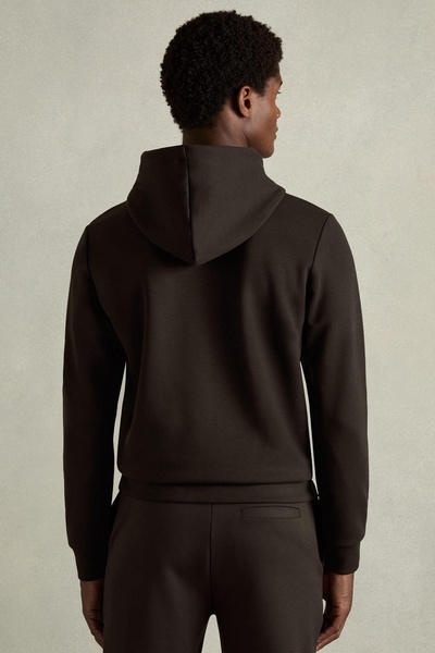 Interlock Jersey Hoodie in Chocolate Brown