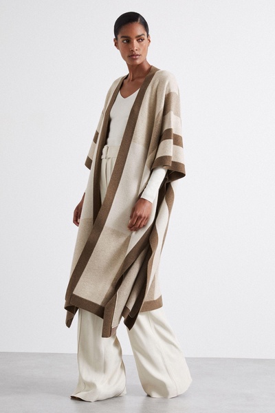 Atelier Checked Wool and Cashmere Cape in Camel