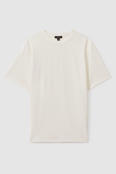 Textured Crew Neck T-Shirt in Off White