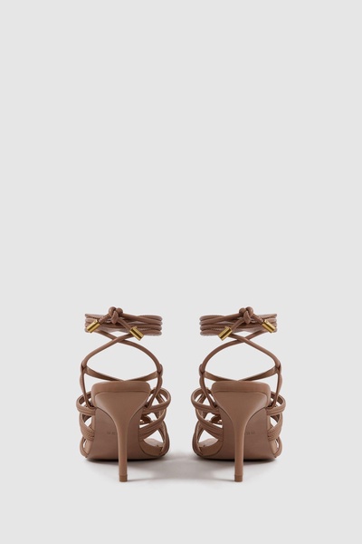 Strappy Open Toe Heeled Sandals in Nude