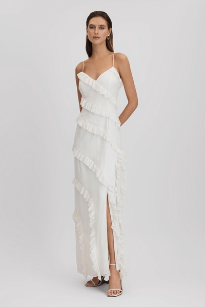 Amur Ruffle Maxi Dress in White