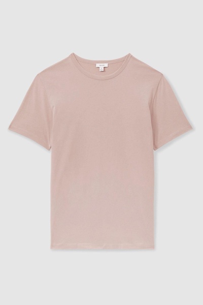 Cotton Crew Neck T-Shirt in Washed Pink