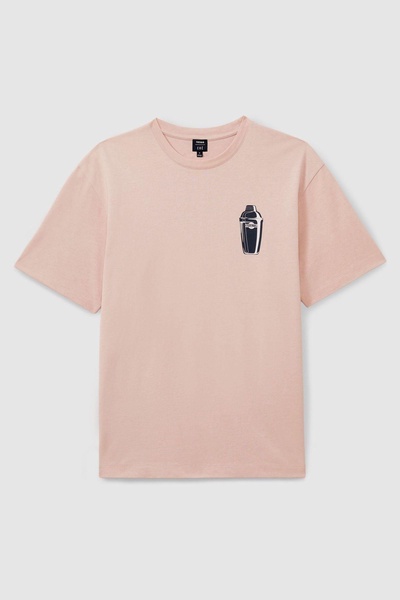 Shaker Soft Pink Reiss | Ché Oversized Cotton Cocktail Print T-Shirt