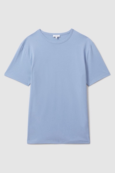 Cotton Crew Neck T-Shirt in Reef Blue