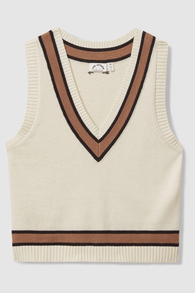 The Upside Knitted V-Neck Vest in Cream