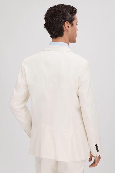 Heat Off White Linen Blend Single Breasted Slim Fit Blazer