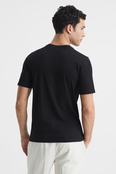 Cotton V-Neck T-Shirt in Black