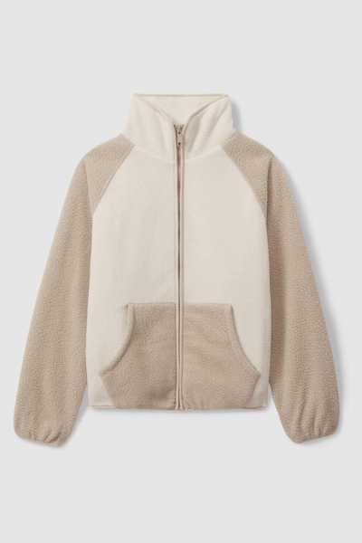 Fleece Funnel Neck Jumper in Natural