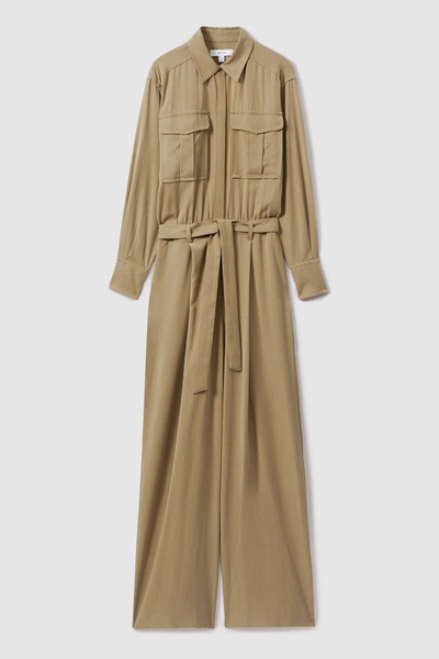 Lyocell Wide Leg Jumpsuit in Khaki