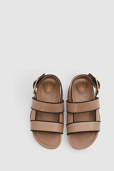 Strappy Chunky Leather Sandals in Tan