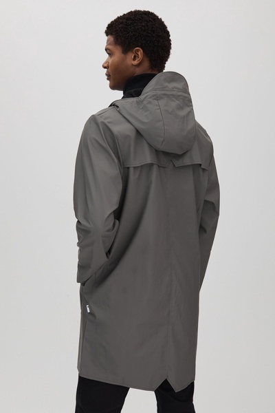 Rains Longline Hooded Raincoat in Slate