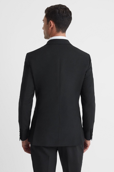 Modern Fit Double Breasted Tuxedo Jacket in Black