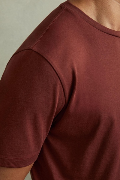 Cotton Crew Neck T-Shirt in Red Brick