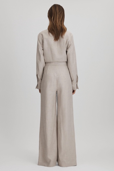 Linen Wide Leg Jumpsuit in Neutral