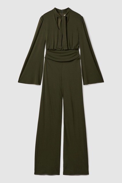 Halston Seaweed Wide Leg Jumpsuit in Seaweed