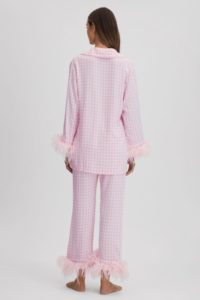 Sleeper Detachable Feather Pyjama Set in Pink/White