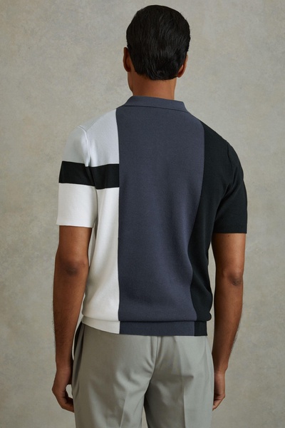 Colourblock Polo Shirt in Blue Multi