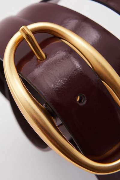 Patent Leather Oval Buckle Belt in Oxblood