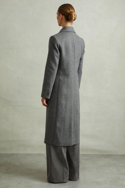 Petite Wool-blend Serge Longline Coat in Grey