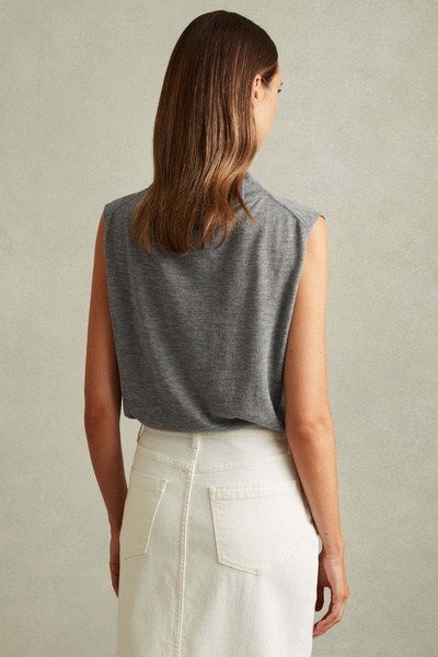 Wool Slouched Sleeveless Top in Grey