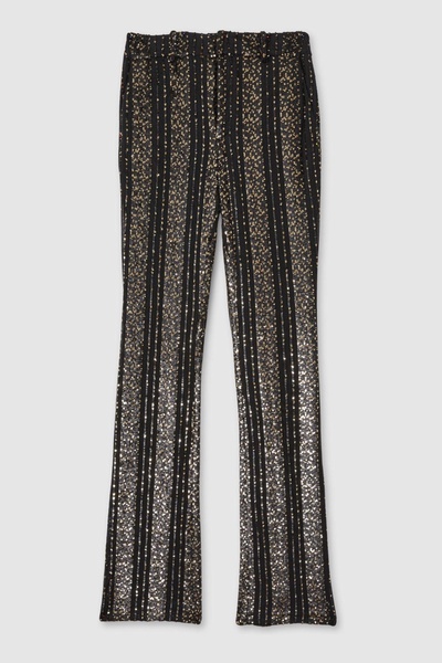 Halston Striped Sequin Trousers in Black