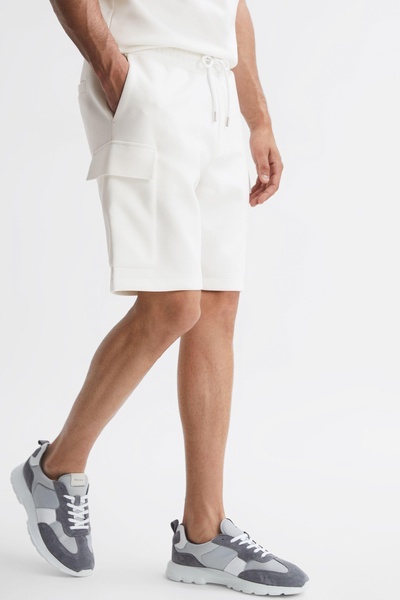 Interlock Jersey Cargo Shorts in White