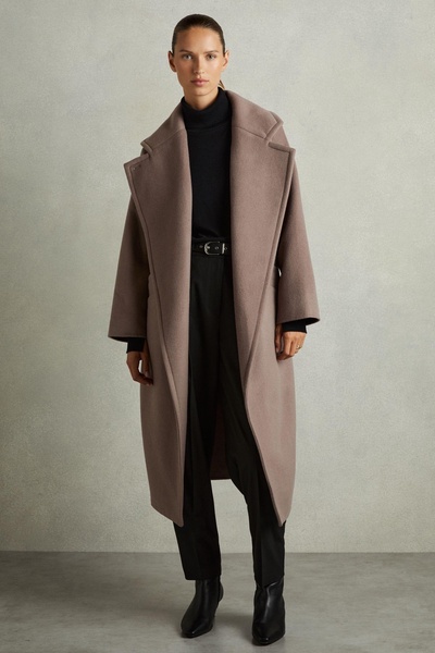 Petite Wool-Blend Blindseam Coat in Mink Neutral