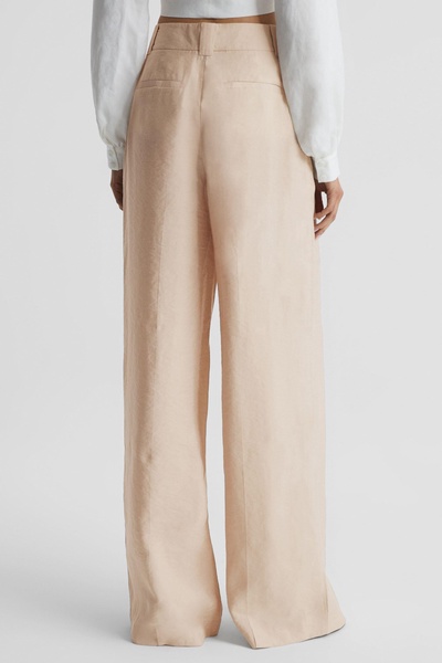 Wide Leg Occasion Trousers in Nude