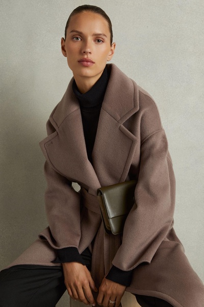 Petite Wool-Blend Blindseam Coat in Mink Neutral