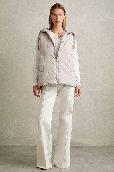 Padded Hooded Gilet in Neutral