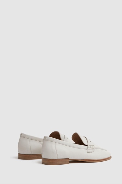 Leather-Cotton Loafers in Off White