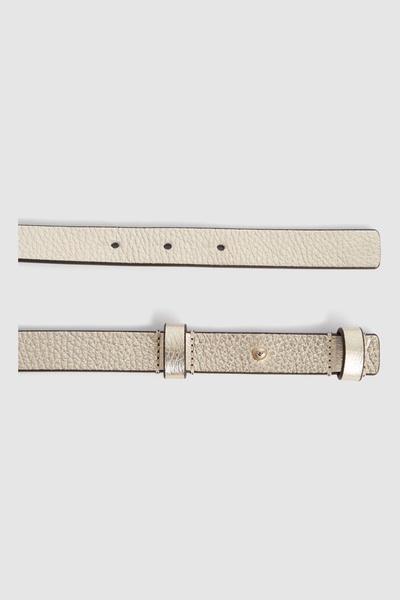 Leather Square Hinge Belt in Gold