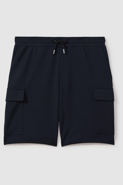 Interlock Jersey Drawstring Shorts in Navy Blue