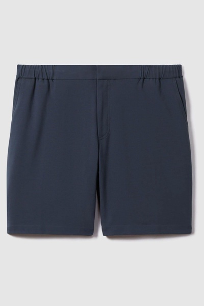 Slim Fit Drawstring Chino Shorts in Airforce Blue