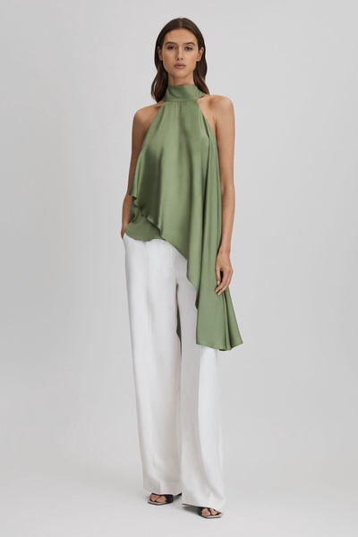 Asymmetric Draped Blouse in Green